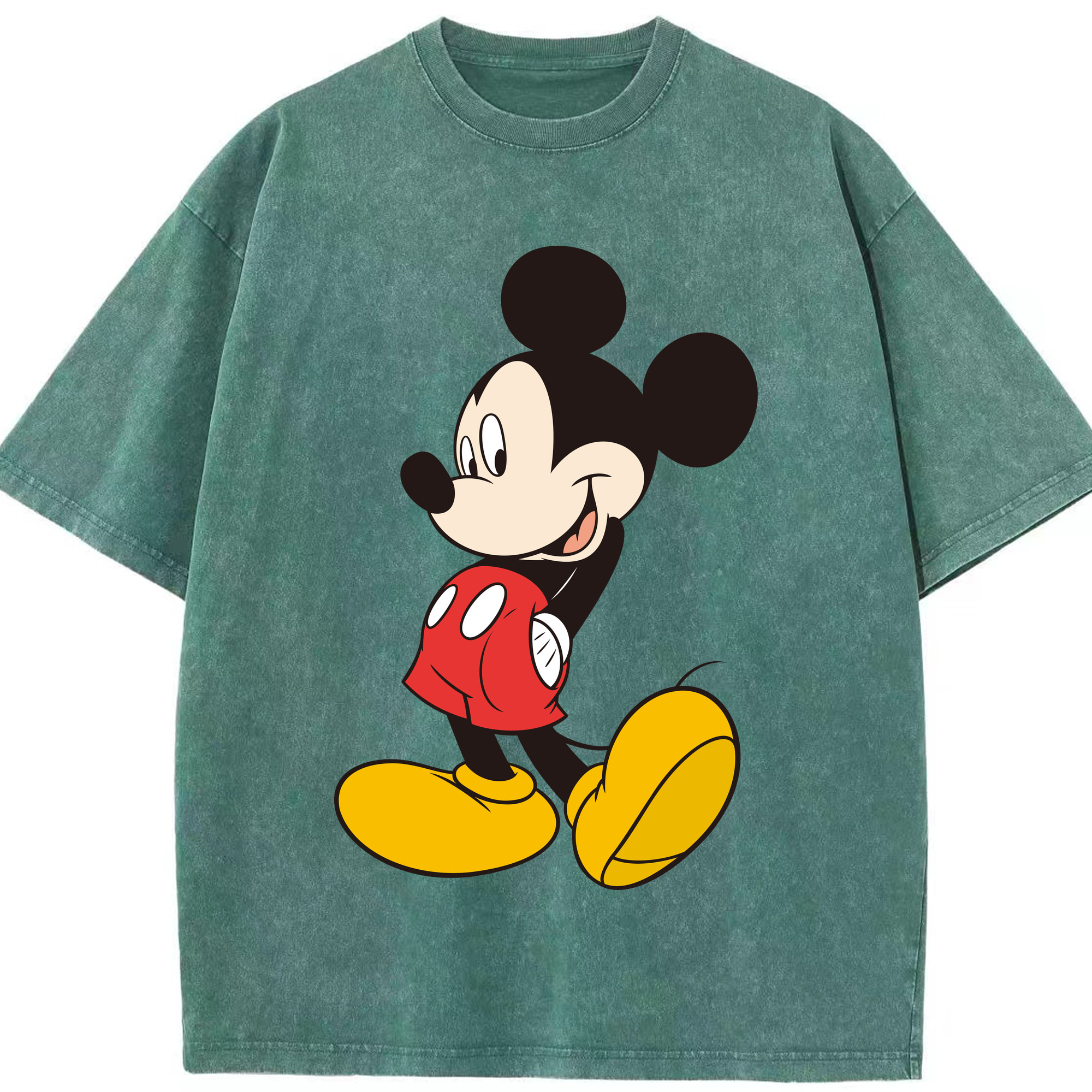 （画像用） ミッキーマウス Mickey Mouse 綿100% ヴィンテージ風 半袖Tシャツ（フロントプリント）